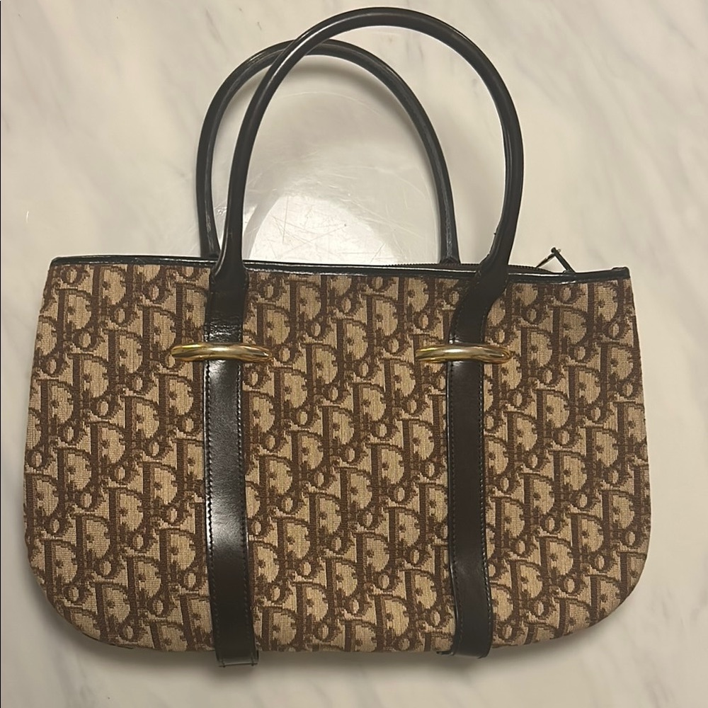 Dior Brown and Black Monogram Tote Bag
